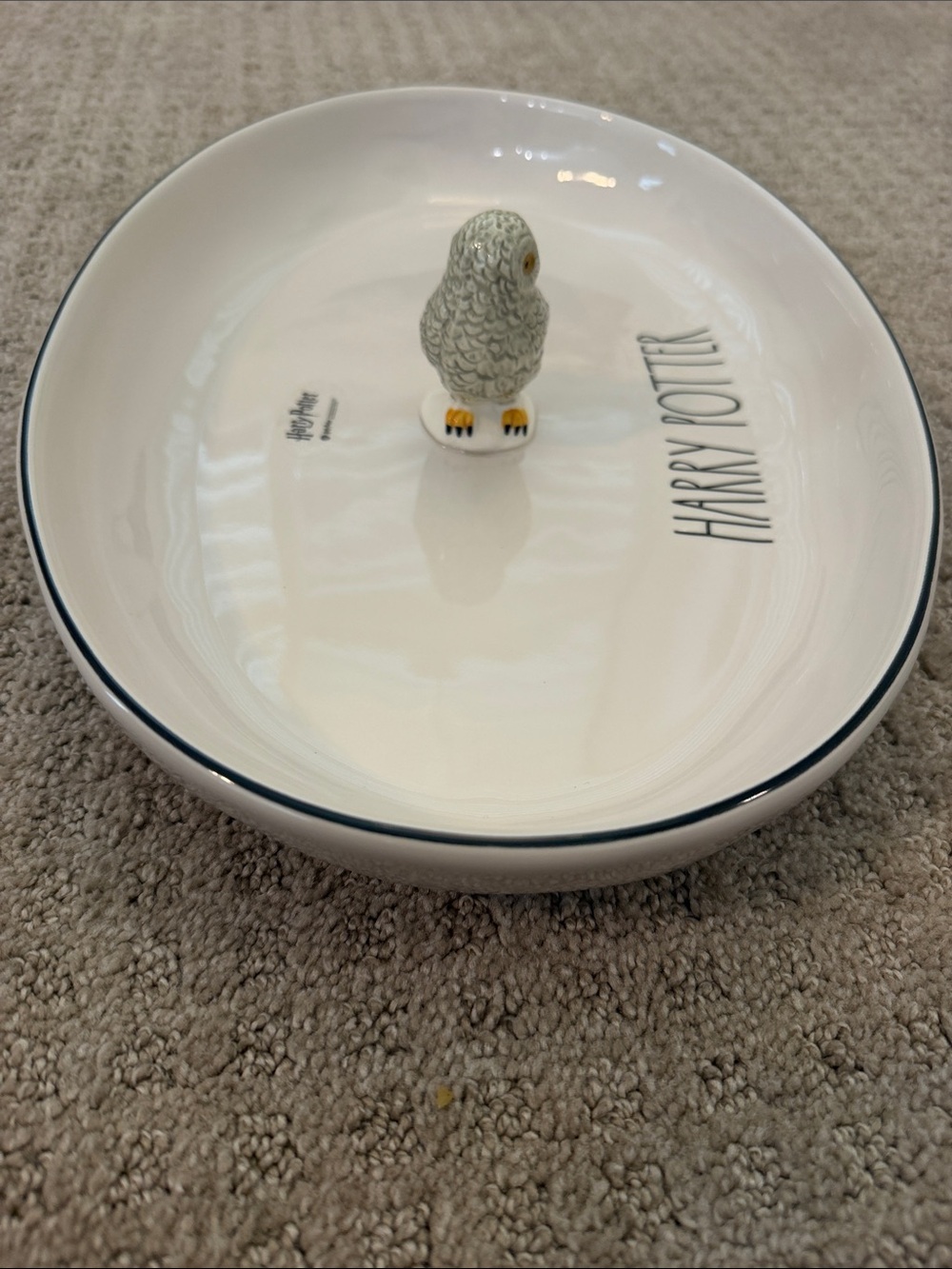 Rae Dunn Harry Potter White Ceramic Serving Platter with Hedwig Owl Accent - Picture 6 of 7